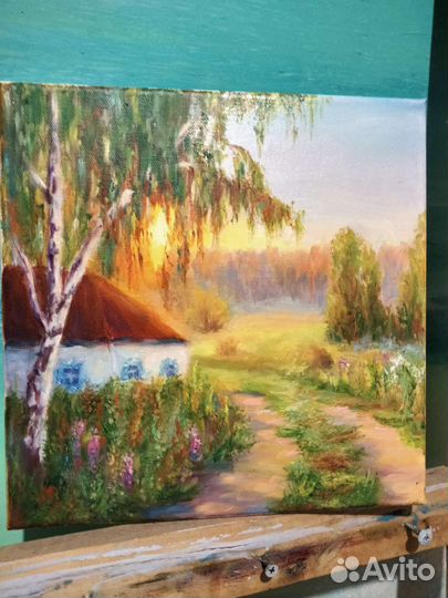 Картина маслом деревенский пейзаж