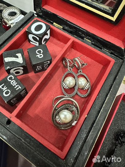 Комплект мельхиор с жемчугом