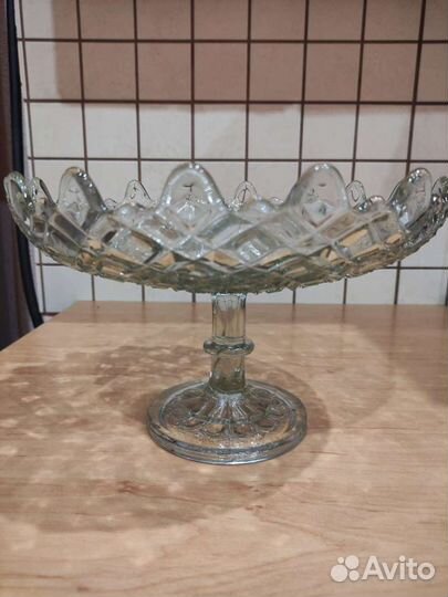Ваза для фруктов на ножке стекло Мальцев