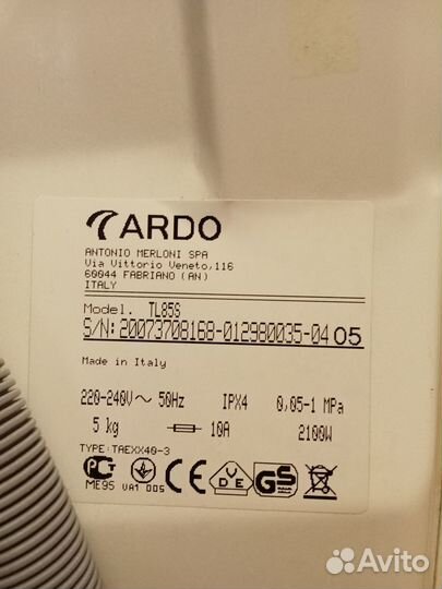 Стиральная машинка ardo TL85S итальянской сборки