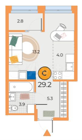 Квартира-студия, 29,2 м², 17/25 эт.