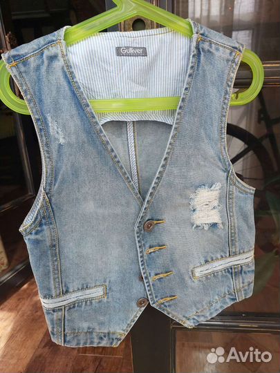 Жилетка для мальчика 134 джинсовая