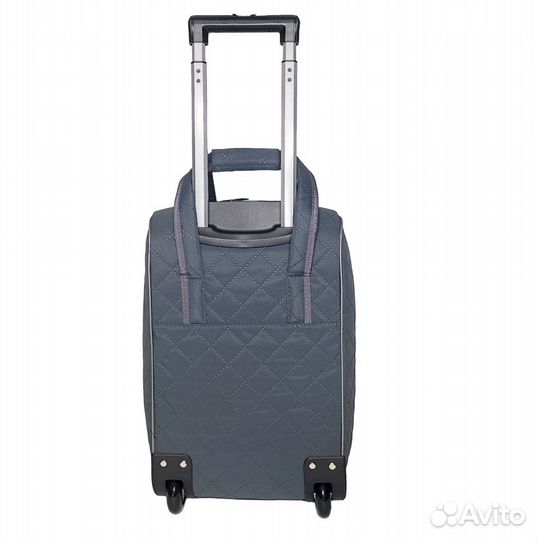 Мягкий чемодан на колесах серый