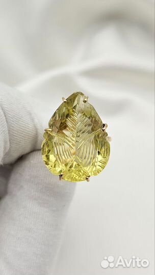 Золотое кольцо с цитрином 585/8.94/20р