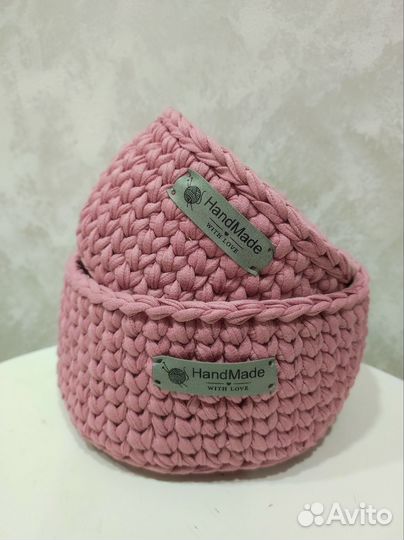 Вязаные корзинки ручной работы
