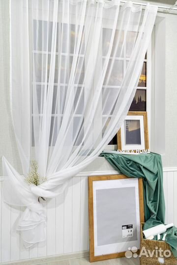 Легкий вуаль белый тюль с утяжелителем