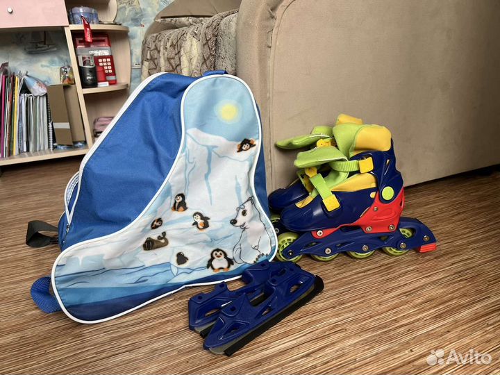 Коньки детские раздвижные,с роликовой платформой