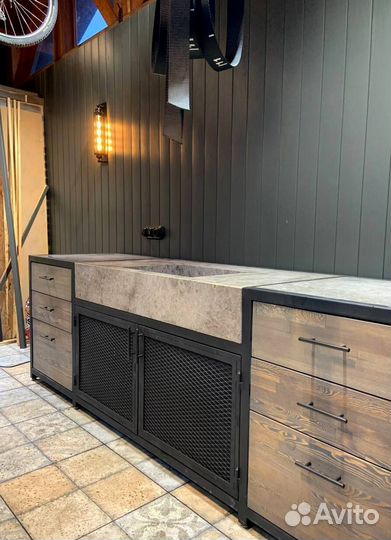 Кухня лофт на дачу в беседку летнюю кухню