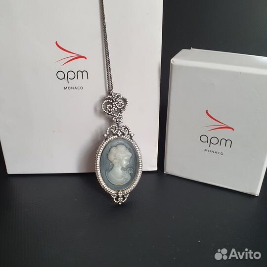 Колье из черненого серебра / камея / apm monaco