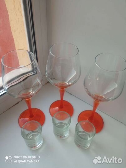 Набор 3 больших бокала + 3 стопки