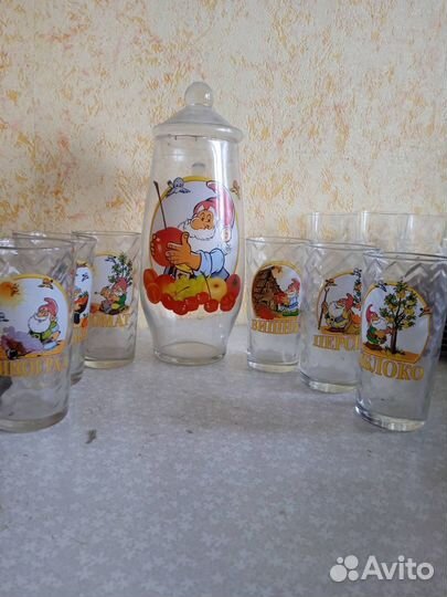 Набор - Кувшин с крышкой + 6 стаканов
