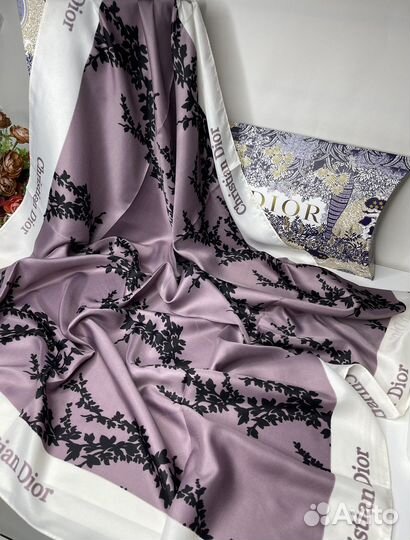 Шелковый платок christian dior лиловый