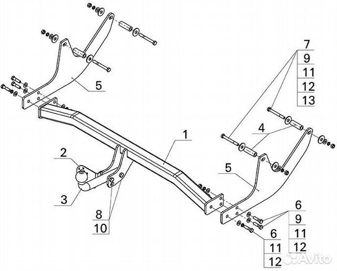 Фаркоп ваз LADA largus (2012) (AvtoS RN-03)