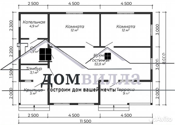 Каркасный дом 83,7 m2