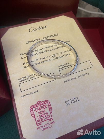 Золотой браслет cartier love белое золото