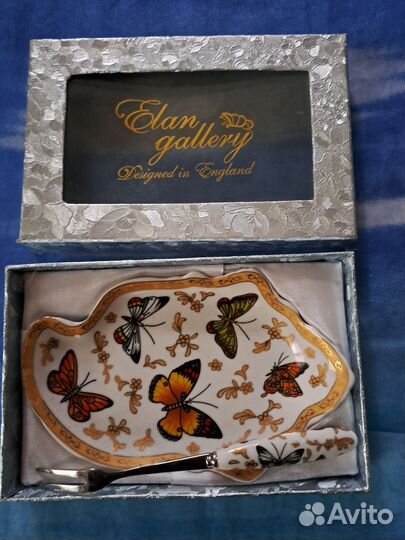 Тарелка под лимон с вилочкой. Фарфор