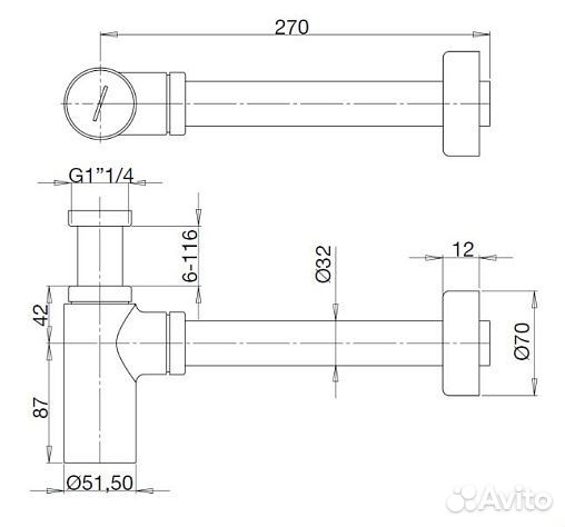 Сифон для раковины Италия черный матовый