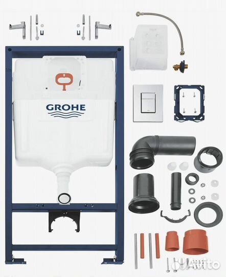 Унитаз подвесной торнадо с инсталляцией Grohe