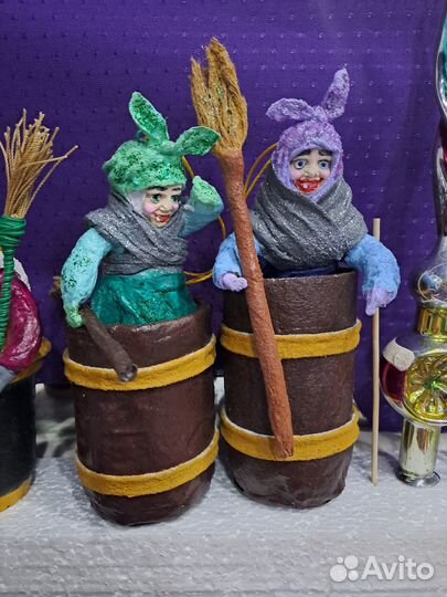 Ватные елочные игрушки.Баба Яга