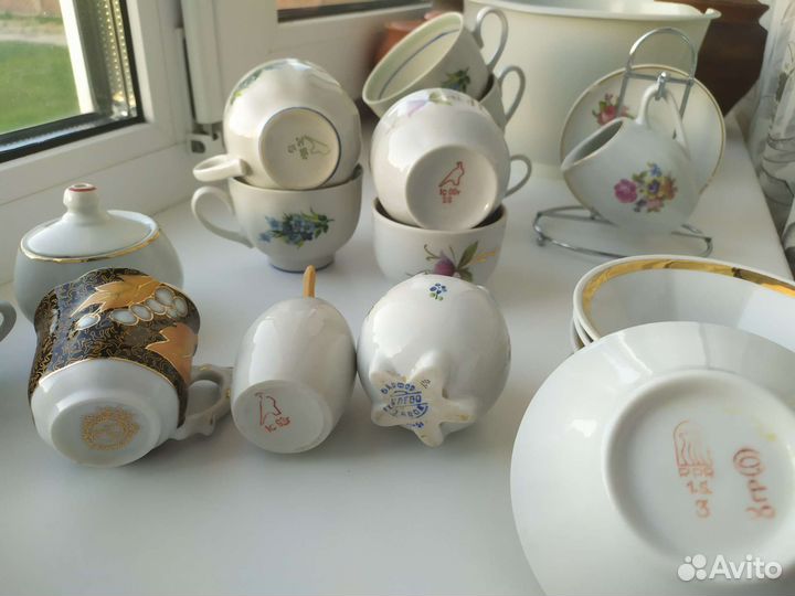 Куча посуды, соусники, чайники, кружки, антиквар