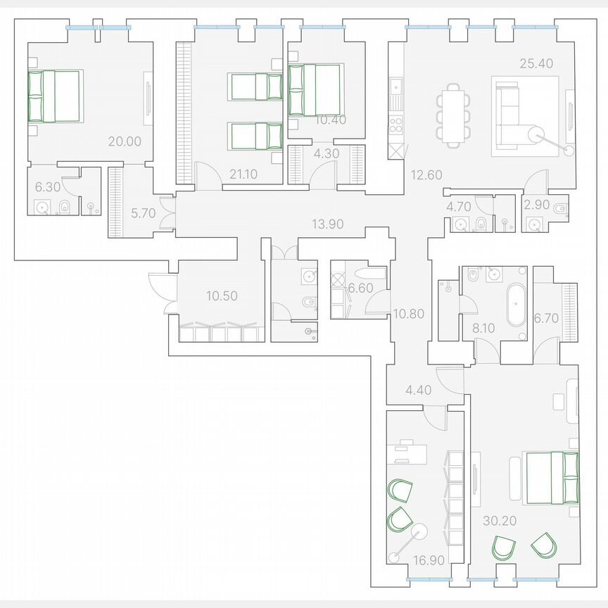 4-к. квартира, 227,8 м², 5/7 эт.