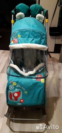 Детские санки коляска с колесами