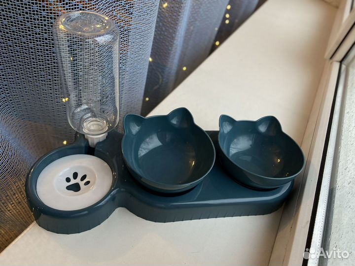 Двойная миска с автопоилкой для кошки/собаки