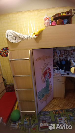 Детская кровать чердак с матрасом