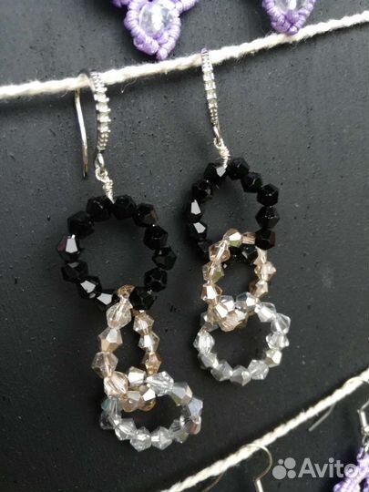 Серьги ручная работа макраме плетение