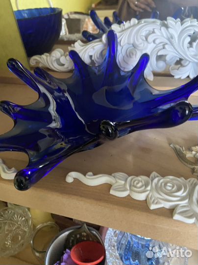 Вазы синее стекло
