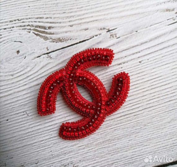 Брошь черная в стиле Шанель ручной работы