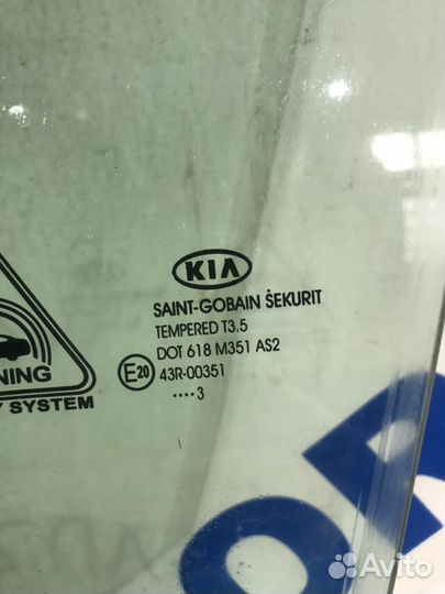 Стекло двери перед лев KIA sportage 3 SL 2.0 мт