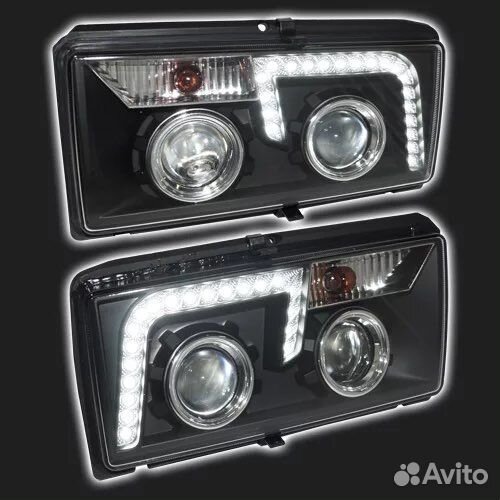 Линзовые передние фары на Лада 2107