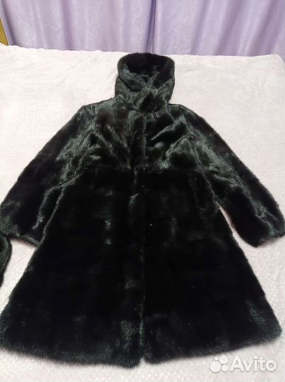 Шуба норковая с капюшоном