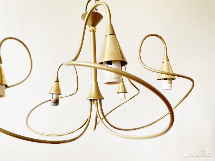 Люстра потолочная золотая Е14. Светильник