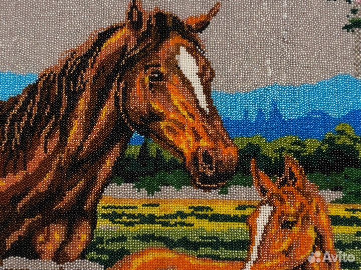 Картина из бисера «Лошади»