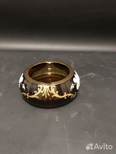 Пепельница богемия винтаж янтарная