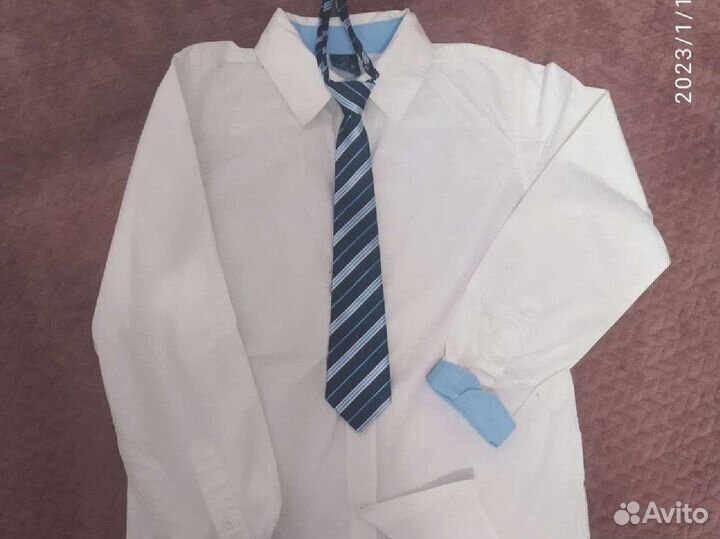 Рубашка белая и галстуки р. 146-152