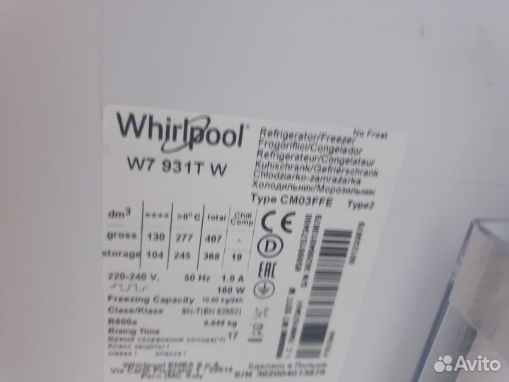 Холодильник Whirlpool W7 931T / Новый