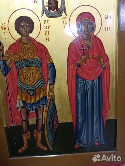 Икона старинная.Св.Георгий и Св.Марина