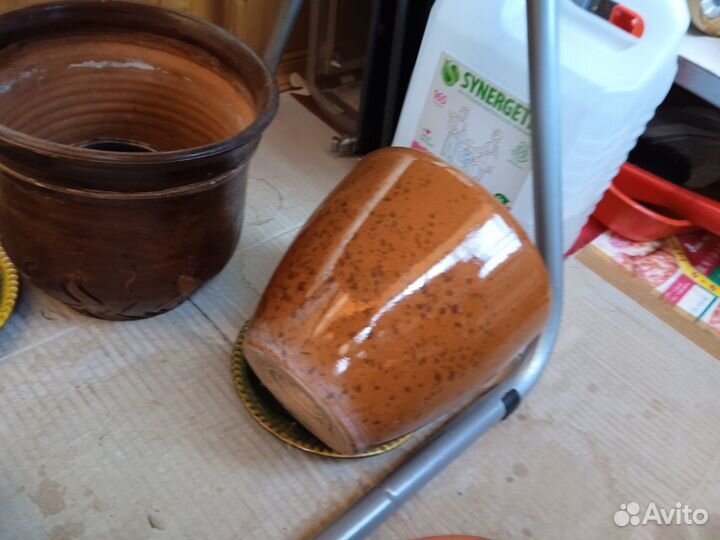 Горшки керамические для цветов, разные:4 штуки