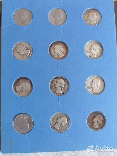 Коллекция монет номиналом 25 центов 1960г