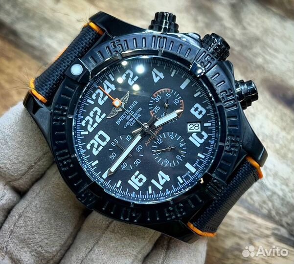 Часы мужские Breitling ткань каучук черный