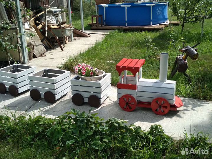 Паровоз-клумба