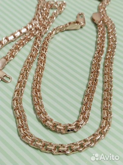 Золотая цепь и браслет Бисмарк покрытие золото