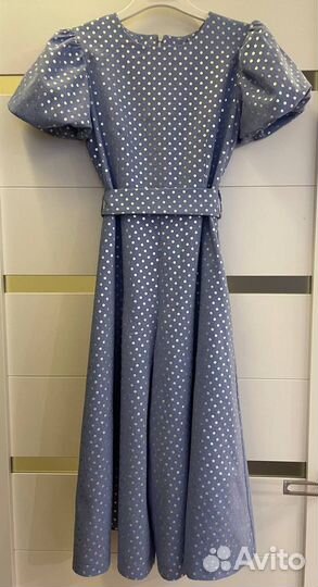 Платье комбинезон для девочки джинса горошек
