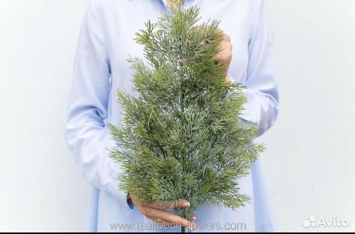 Декор. Ветка Кипариса 65см - Пыльно-зеленый