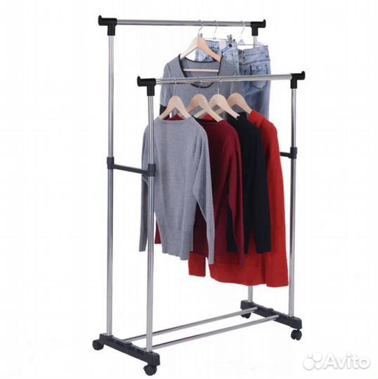 Напольная вешалка для одежды (2 штанги)
