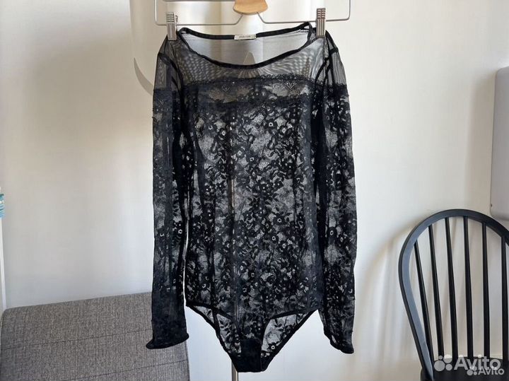 Черное боди Intimissimi кружевное прозрачное S 44