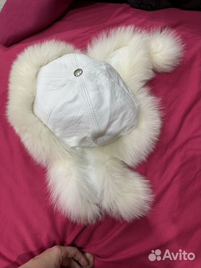 Шапка ушанка.Кожа +песец